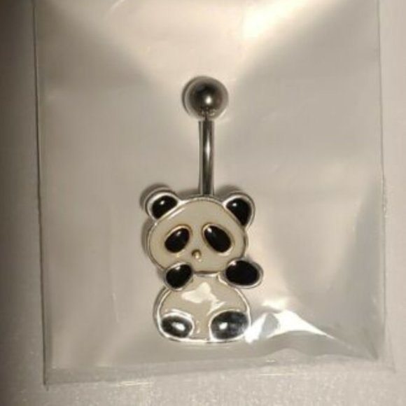 Enamel Colored Panda Bear Belly Ring - Picture 1 of 1